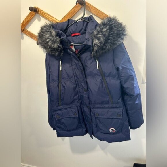 WORN ONCE -SUPERDRY- Canadian Mountain Range Down Parka Jacket - Size 12 Woman - Picture 8 of 15